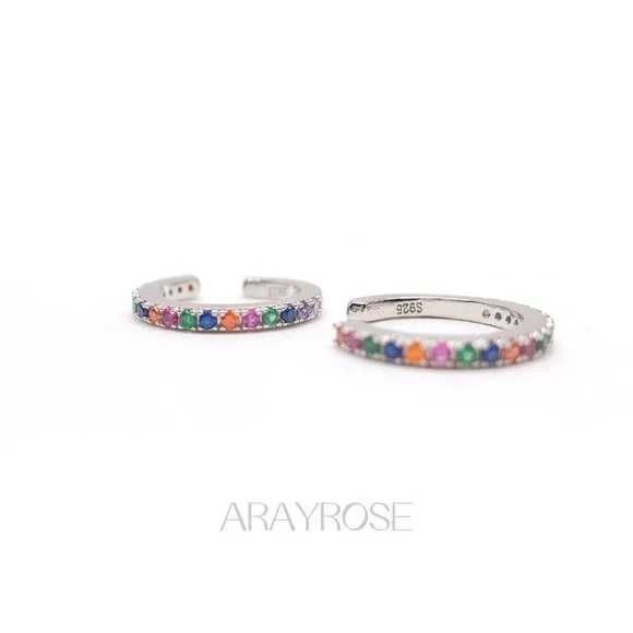 New Rainbow Conch Cuff, Ear Cuff No Piercing, Gold Ear Wrap, 18k Gold 925 Silver - Picture 5 of 10